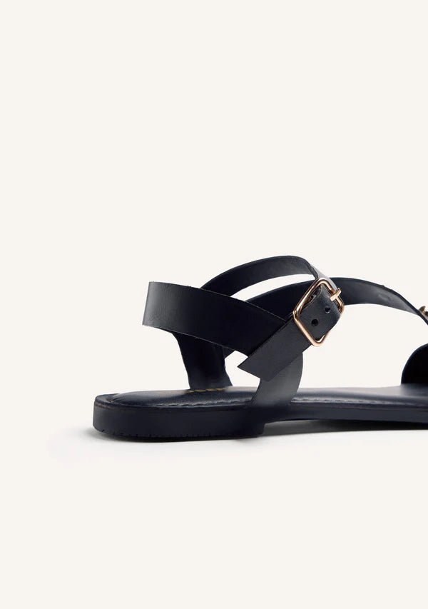 Snadalo flat Nero in pelle con borchie GIOSEPPO