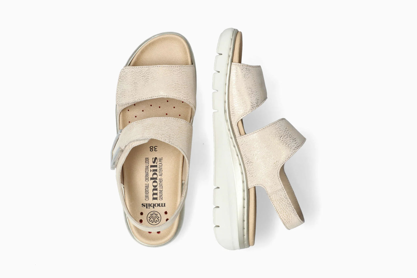Sandalo Beige/Platino in pelle MOBILS MEPHISTO