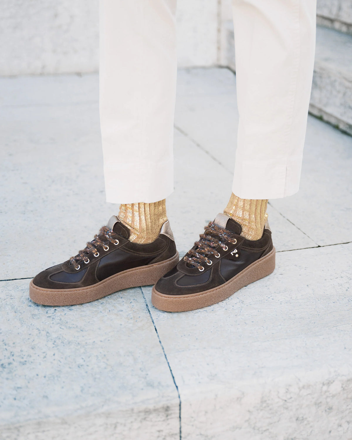 Sneaker Marrone in pelle e camoscio NeroGiardini