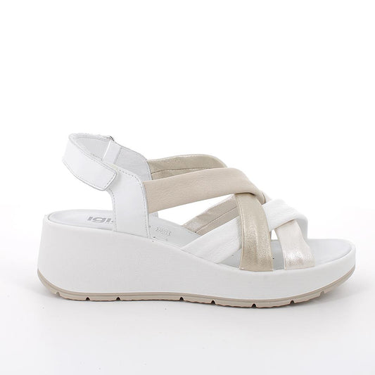 Sandali Bianco-Beige con zeppa IGI&CO