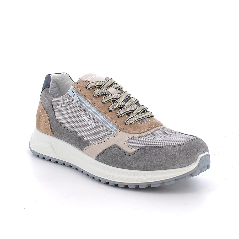 Sneakers uomo grigio/beige con zip IGI&CO