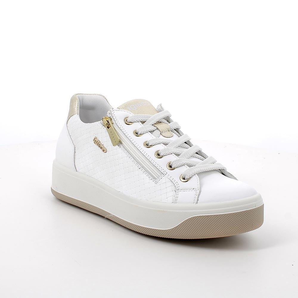 Sneakers in pelle Bianca con zip IGI&CO