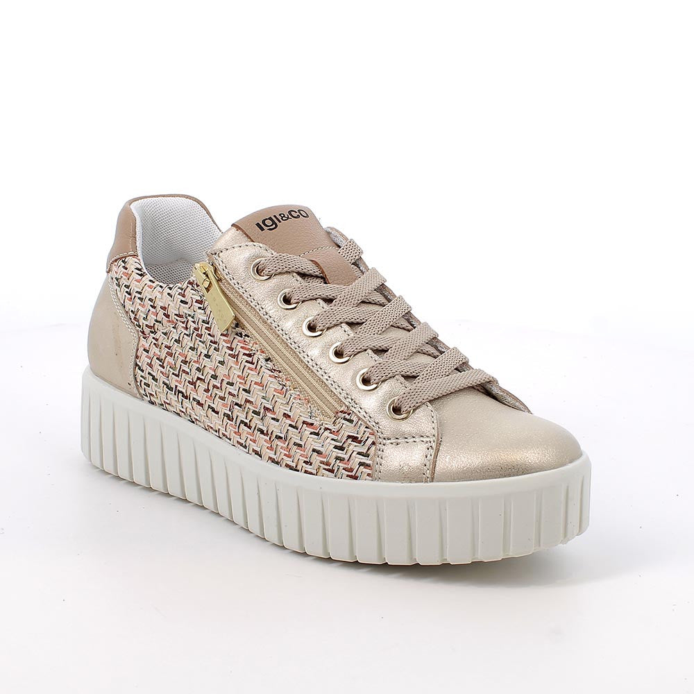 Sneakers  in tessuto e pelle con zip IGI&CO