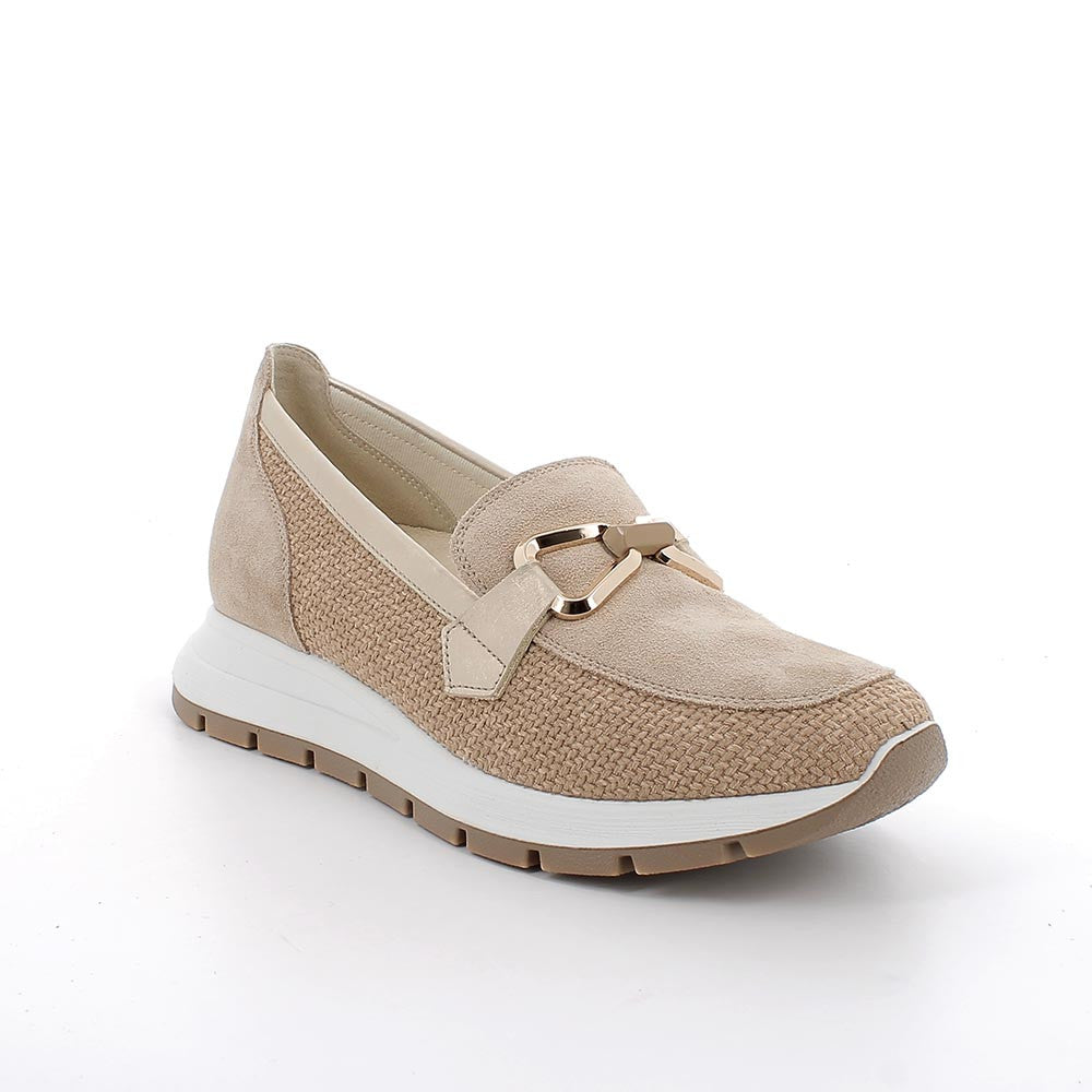 Mocassino in tessuto e camoscio Beige IGI&CO