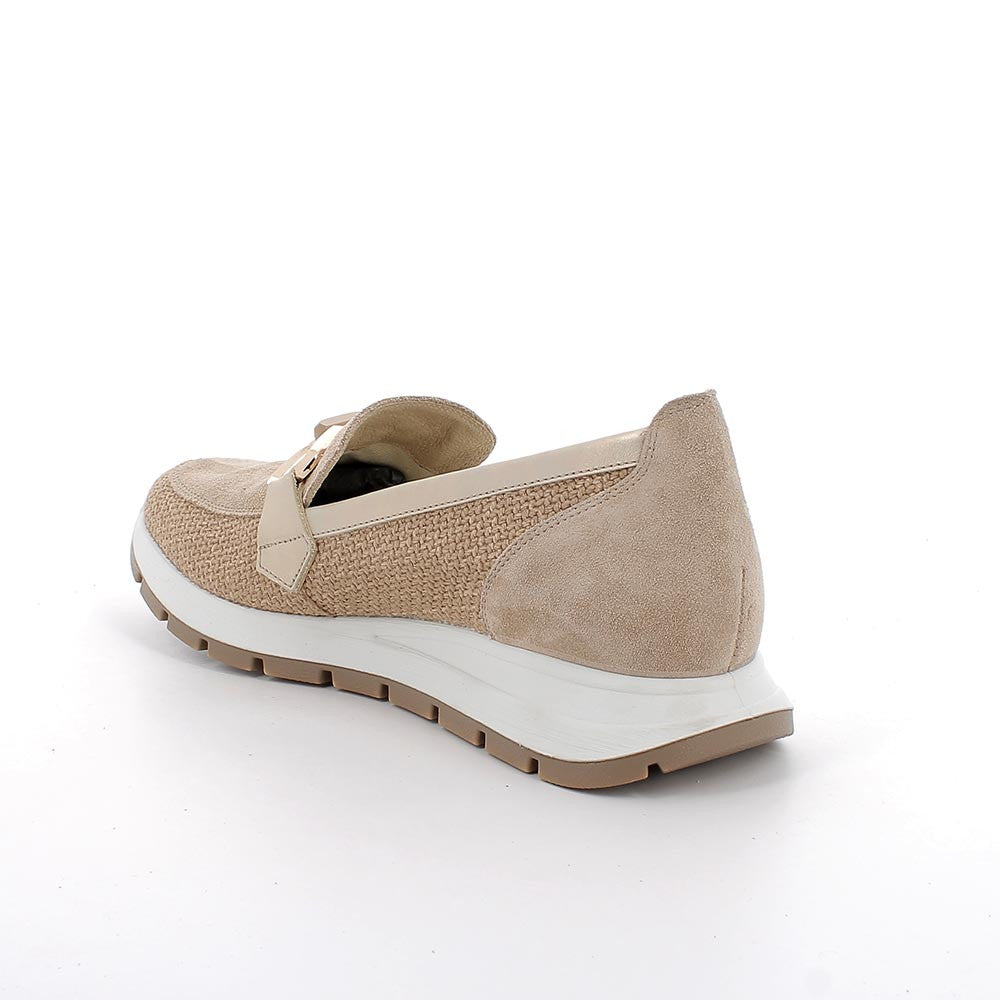 Mocassino in tessuto e camoscio Beige IGI&CO