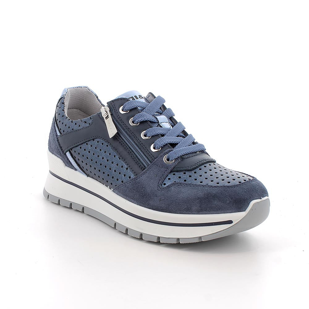 Sneakers in pelle Blu con zeppa IGI&CO
