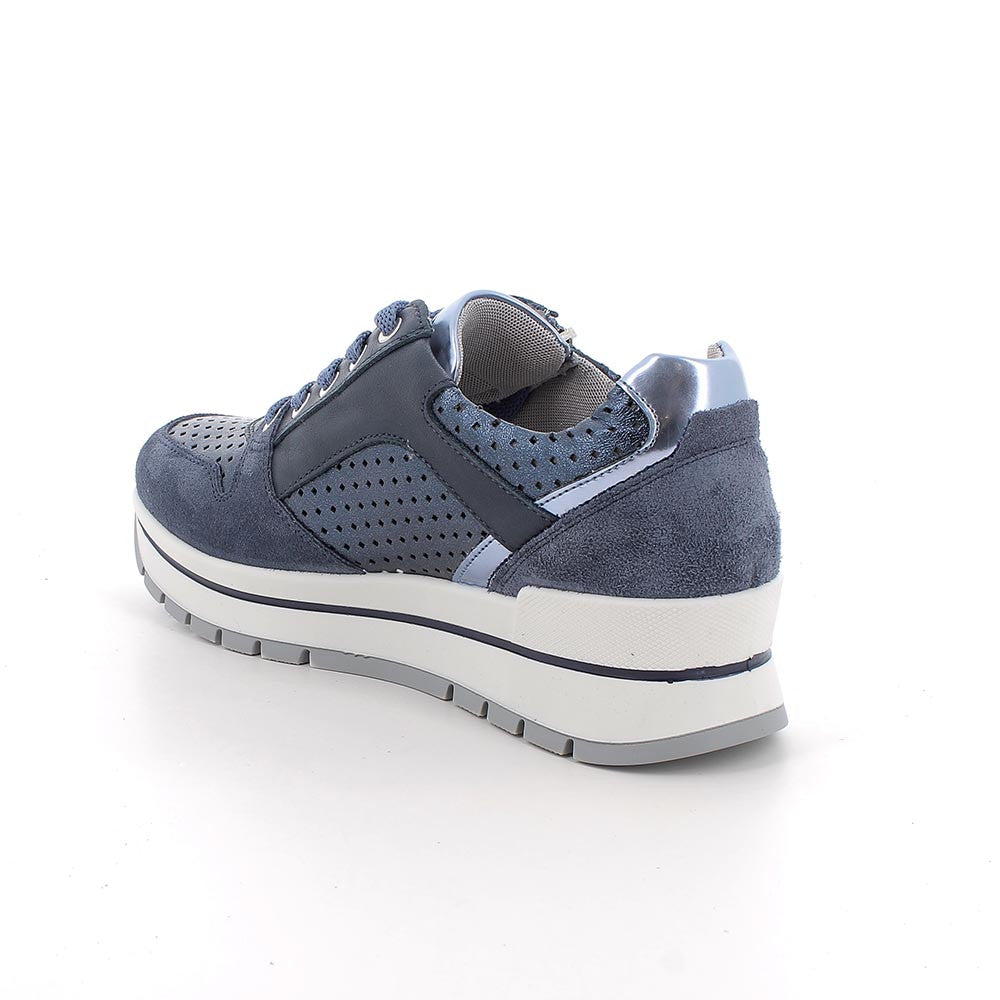 Sneakers in pelle Blu con zeppa IGI&CO