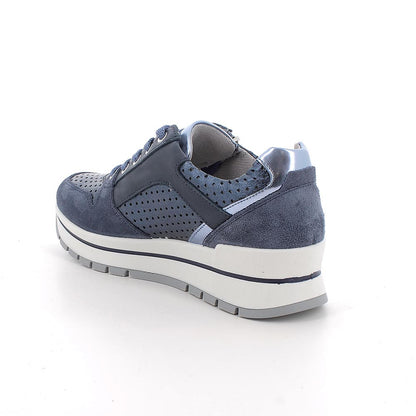 Sneakers in pelle Blu con zeppa IGI&CO