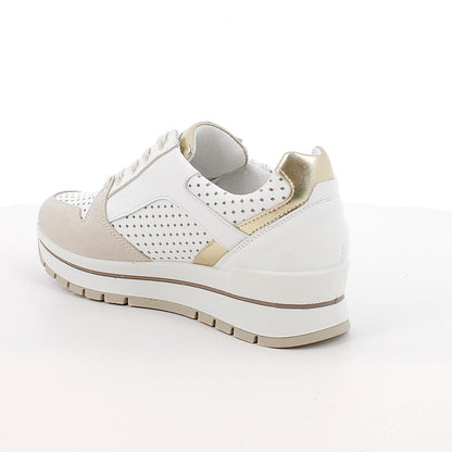 Sneakers in pelle Bianca/Beige con zeppa IGI&CO