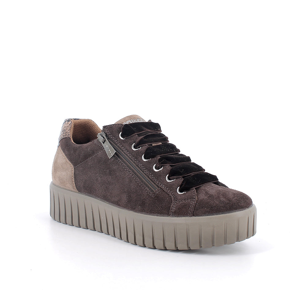 Sneaker in camoscio T. moro con zip IGI&CO