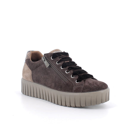 Sneaker in camoscio T. moro con zip IGI&CO