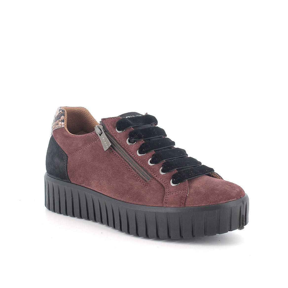 Sneaker in camoscio bordeaux con zip IGI&CO