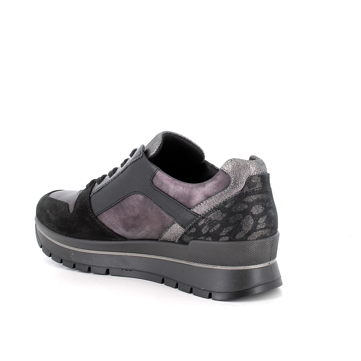 Sneaker Nero in pelle con zip IGI&CO