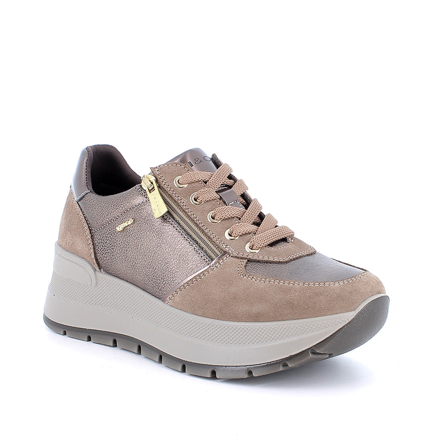 Sneaker fango in pelle con zeppa IGI&CO