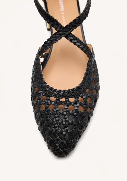 Ballerina Nera in pelle intrecciata GIOSEPPO