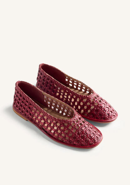 Ballerina in pelle intrecciata Bordeaux GIOSEPPO
