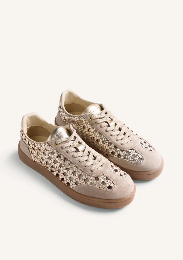Sneaker in pelle intrecciata Beige/Platino GIOSEPPO