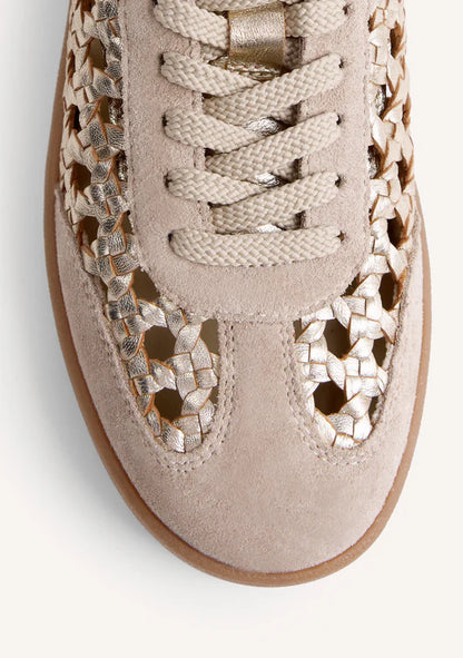 Sneaker in pelle intrecciata Beige/Platino GIOSEPPO