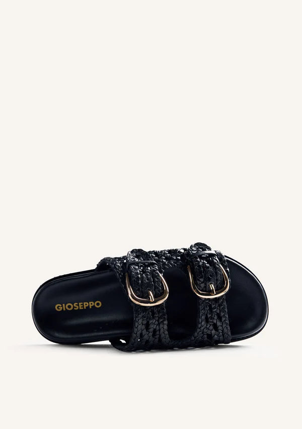 Ciabatta Nera in pelle intrecciata Gioseppo