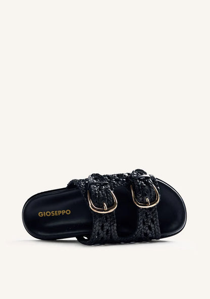 Ciabatta Nera in pelle intrecciata Gioseppo