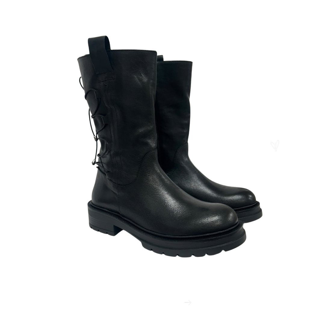 Stivaletto biker nero in pelle MAD MIND