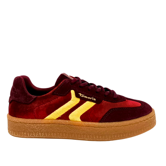 Sneakers Bordò in pelle e velluto TAMARIS