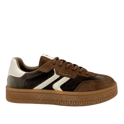 Sneakers Marrone in pelle e velluto TAMARIS