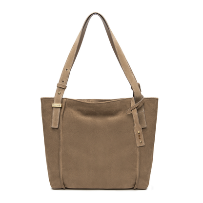 Borsa a spalla in camoscio Tortora NeroGiardini