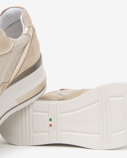 Sneakers Beige con zeppa NeroGiardini