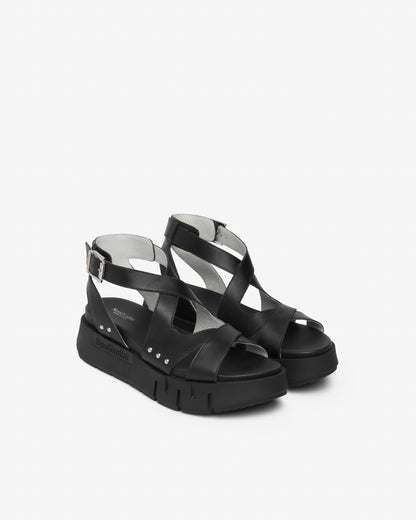Sandalo in pelle con platform NeroGiardini