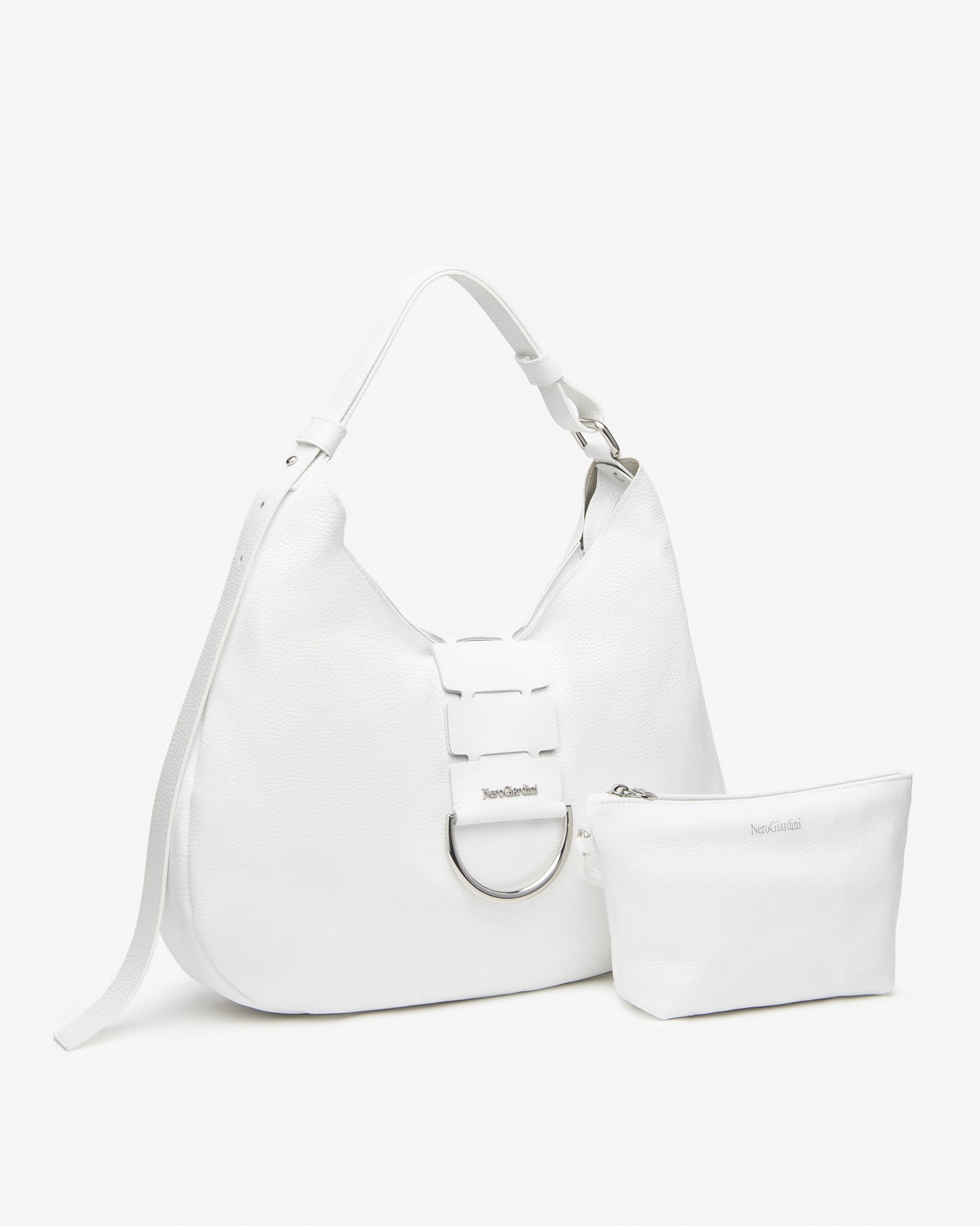 Borsa hobo in pelle Bianca NeroGiardini