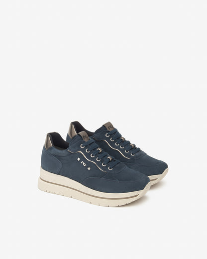 Sneakers Blu in camoscio NeroGiardini