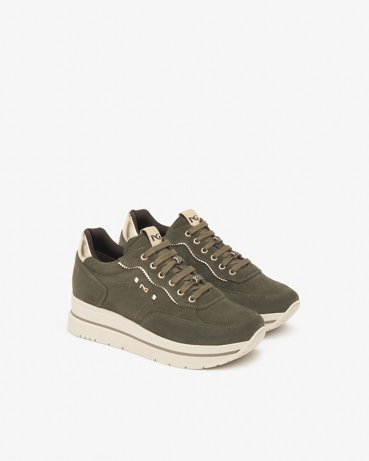 Sneakers Verde Bosco in camoscio NeroGiardini