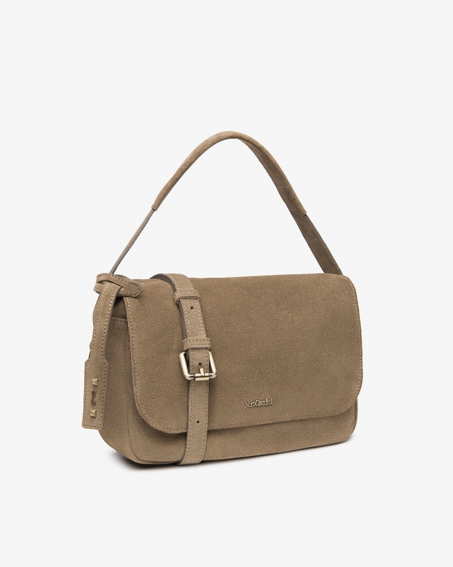 Borsa a mano in camoscio Taupe NeroGiardini