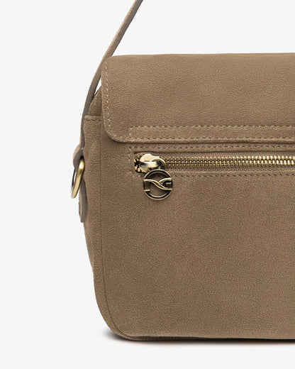 Borsa a mano in camoscio Taupe NeroGiardini