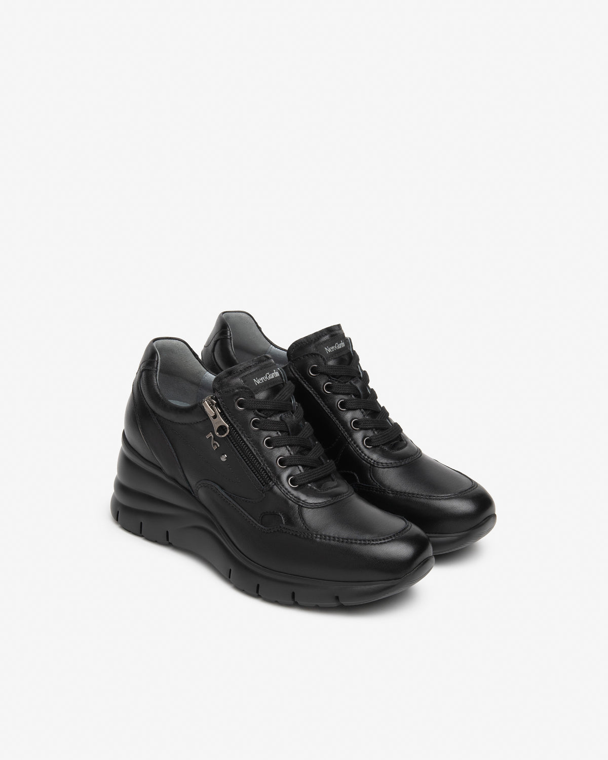 Sneaker nero con zeppa in pelle NeroGiardini