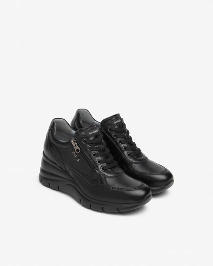 Sneaker nero con zeppa in pelle NeroGiardini