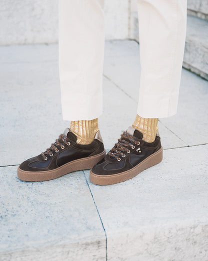 Sneaker Marrone in pelle e camoscio NeroGiardini