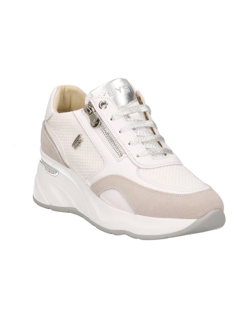 Sneaker bianca in pelle e tessuto KEYS