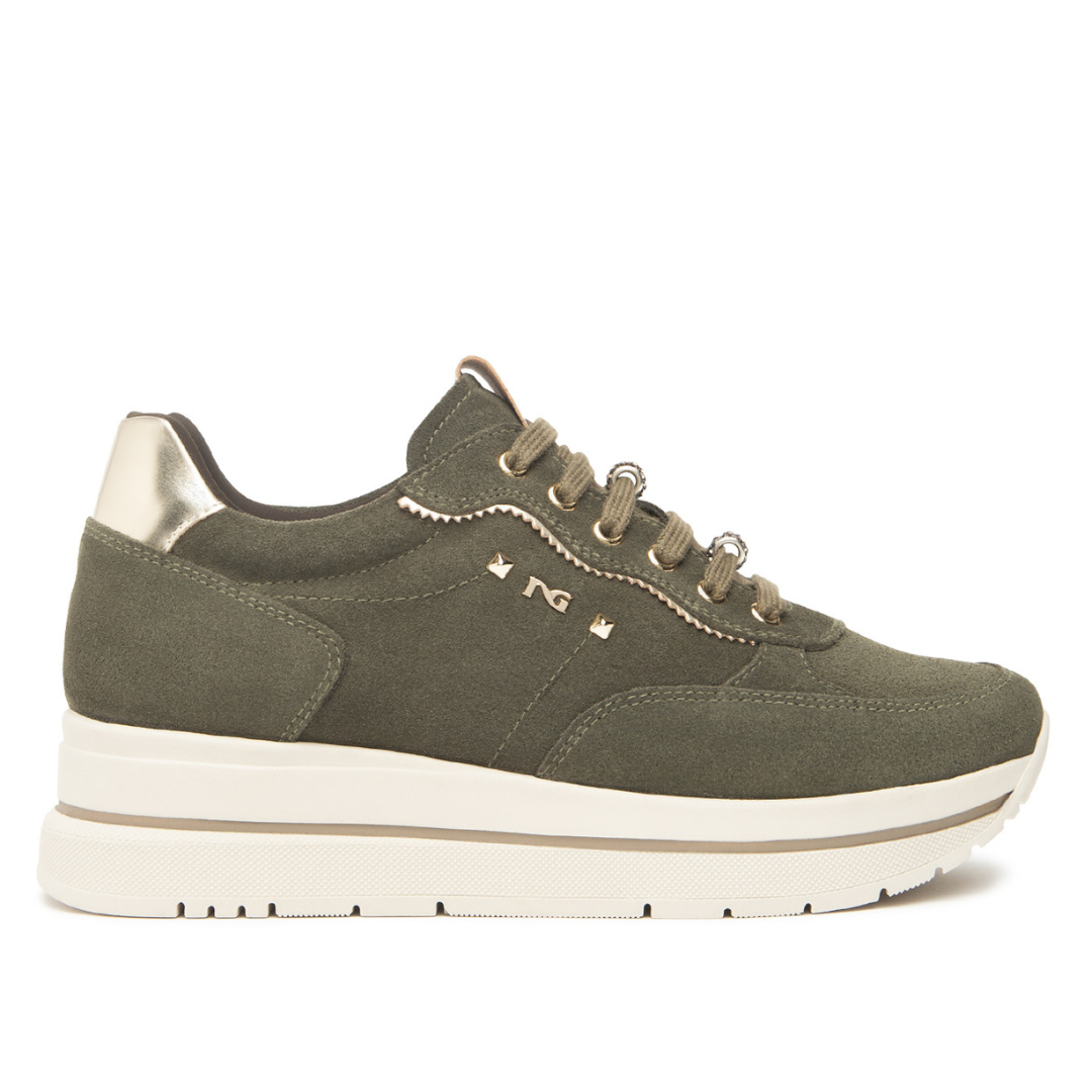 Sneakers Verde Bosco in camoscio NeroGiardini