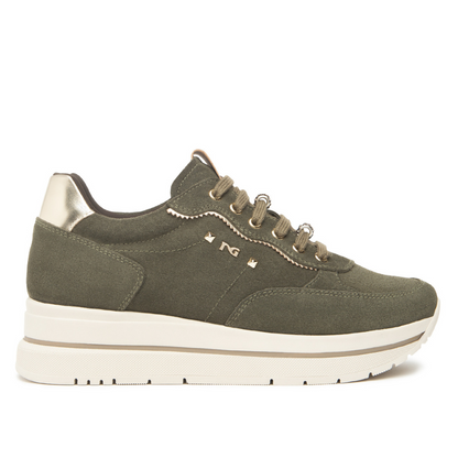 Sneakers Verde Bosco in camoscio NeroGiardini
