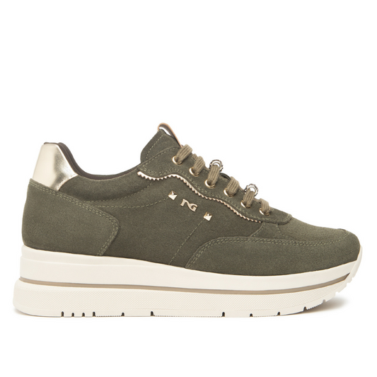 Sneakers Verde Bosco in camoscio NeroGiardini