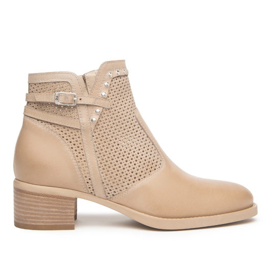 Stivaletto Beige in pelle traforata NeroGiardini
