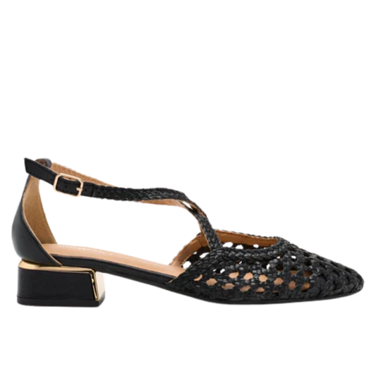 Ballerina Nera in pelle intrecciata GIOSEPPO