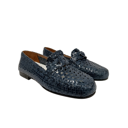 Mocassini Blu in pelle intrecciata L'IDEA