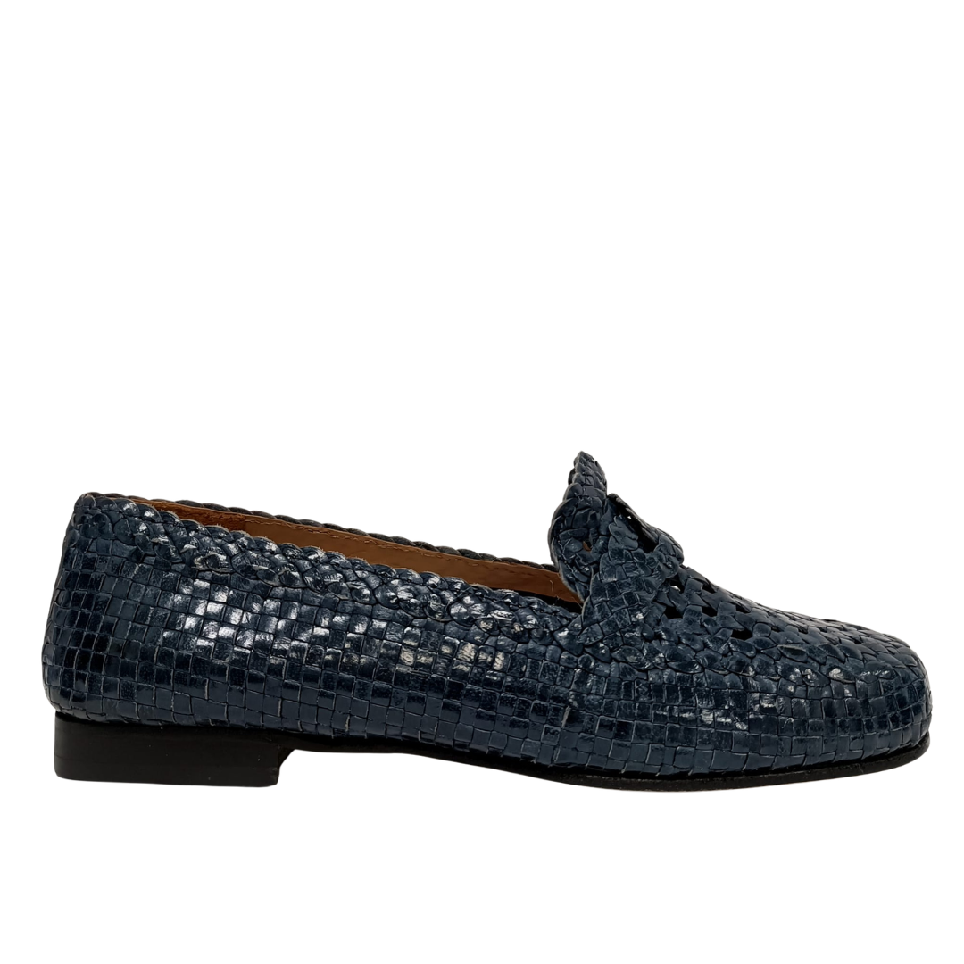 Mocassini Blu in pelle intrecciata L'IDEA