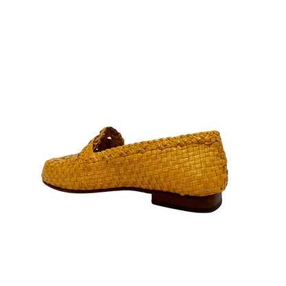 Mocassini Ocra in pelle intrecciata L'IDEA