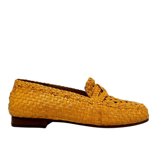 Mocassini Ocra in pelle intrecciata L'IDEA