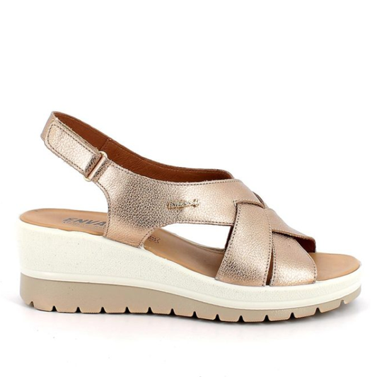 Sandalo Champagne con zeppa ENVAL SOFT