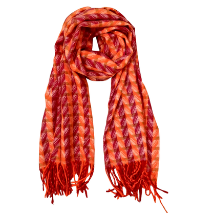 Sciarpa a fantasia geometrica Arancio e Bordò